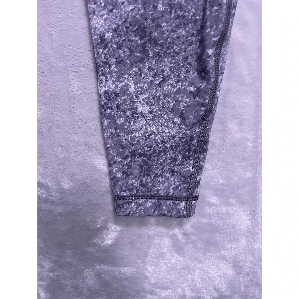 Lululemon Wunder Under High Rise Leggings Grey Black Marble Granite Print Sz 8